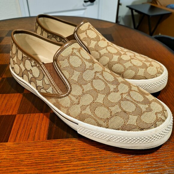 Coach Signature Slip-On Sneakers – Khaki/Tan - Picture 1 of 4